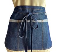 Grembiule Corto Jeans da Cucina 2pz Ricamo Gratuito per Bar Ristorazione Barista Albergo Divisa da Lavoro Uomo Donna Made in Italy