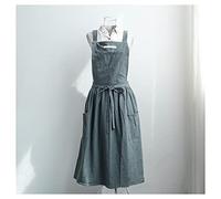 Grembiule Cucina Moda Donna Bib Grembiule Biancheria in Cotone Senza Maniche Vestito Pinafore Abito da casa Fiorista Cute Grembiule Cucina Accessori Giardino caffè Grembiule Maestra(Dark Grey)