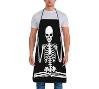 Grembiule Cucina Sitting Skeleton Shows The Middle Finger Divertenti Grembiule Da Uomo Regolabile Lavoro Grembiuli Per Giardinaggio Caffè Papa 52X72Cm