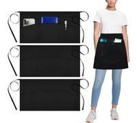 Grembiule Cucina Uomo Donna, 3 pezzi Grembiule Cameriere Corto con 2 tasche Grembiule da ristorazione per donna e uomo Grembiule professionale da servizio per cucinare, dipingere, fare giardinaggio, r