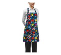 Grembiule Cuoco Donna Short Pettorina Daisy Blu Floreale - Egochef - Parannanza