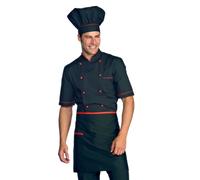 Grembiule Cuoco Vita Nero e Rosso Con Tasca 70x46 cm Isacco divisa chef cucina