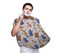 Grembiule da barba, da uomo, con teiera vintage, macina caffè, raccogli capelli per lavello, mantello antiaderente per rasatura, accessori da uomo con 2 ventose