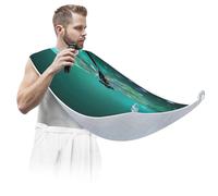 Grembiule da barba da uomo, per tagliare la barba, per rasatura, antiaderente, con 2 ventose, regalo per papà, marito, fidanzato, sfondo verde chiaro