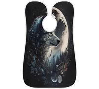 Grembiule da barba da uomo, per tagliare la barba, per rasatura, antiaderente, con 2 ventose, regalo per papà, marito, fidanzato, lupo sotto la luna, notte oscura