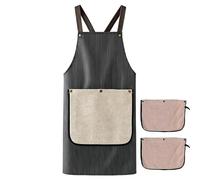 Grembiule da barbecue da uomo, con tasche, grembiule da cucina da donna, per server giardino, grigliate, barbieri, lavori di pulizia, lavoro, barbecue, pittura, Nero , Refer to description