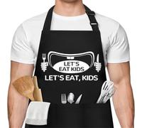 Grembiule da barbecue in poliestere nero alla moda, con tracolla regolabile per cucina e griglia, lavabile in lavatrice, grembiule protettivo per uso domestico e commerciale (per mr.GOOD)