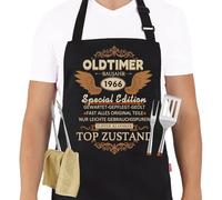 Grembiule da barbecue per 60° compleanno, da uomo, da cucina, regalo per il 60° compleanno, grembiule da cucina, impermeabile, con scritta: auto d'epoca 1966 in ottime condizioni, regalo di compleanno