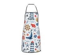 Grembiule da barca a vela nautico balena sott'acqua blu bianco per donna uomo adolescente con tasche grembiuli per cucinare chef cucina barbecue