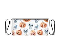 Grembiule da cameriera impermeabile con motivo con ghiande, foglie, zucche, bacche, 30,5 cm, grembiuli piccoli per servire per adulti, donne, uomini, cucina, Modello di Halloween con zucche e teschi