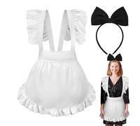 Grembiule da cameriera per cosplay, adorabile copricapo con fiocco, elegante vestito portatile, per donne e ragazze, abbigliamento francese per eventi a tema, feste, giochi di ruolo, vacanze