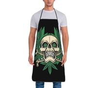 Grembiule Da Chef Skull Cannabis Weed Regolabile Grembiule Cucina Impermeabile Grembiuli Da Cuoco Per Cottura Ristorante Pizza 52X72Cm