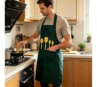 Grembiule da cucina a 2 colori con stampa utensili, grembiule regolabile con tasca frontale, perfetto per cucinare e cuocere a casa