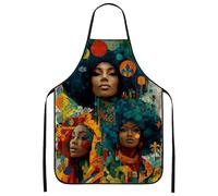 Grembiule da cucina artistico colorato con volti astratti, per cucinare e cuocere, design vivace per adulti, regalo per la primavera a, Blu, 24x31 Inch