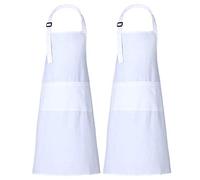 Grembiule da cucina bianco per uomo e donna di buona qualità, set di 2, grembiuli da barbiere per ragazze e lavoro di cucina professionale
