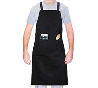 Grembiule da Cucina Chef, Impermeabile Nero Grembiule da BBQ Cucina, Grembiuli con Tasche Chef di Cucina