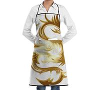 Grembiule da Cucina Chinese Golden Dragon Art Cuoco Grembiule Multiuso Impermeabile Grembiuli Pulizia delle Mani, per Giardiniere, Barbecue, Caffetteria