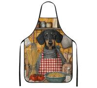 Grembiule da cucina con cane da chef, stile vintage, ideale per barbecue e riunioni di famiglia, scelta perfetta per, Rosso, 24x31 Inch