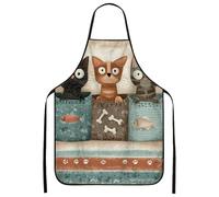 Grembiule da cucina con gatto fantasioso, divertente grembiule da cucina per adulti, divertente grembiule lavabile a tema animale per barbecue, giardinaggio e, Blu, 24x31 Inch