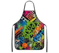 Grembiule da cucina con graffiti e disegni astratti colorati per adulti, grembiule lavabile per barbecue, giardinaggio, chef wo, Multicolore, 24x31 Inch