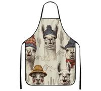 Grembiule da cucina con lama per cucina, stile vintage, divertente, con animali, per adulti, design fantasioso, lavabile, per barbecue, giardinaggio, chef W, Beige, 24x31 Inch
