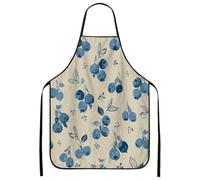 Grembiule da cucina con mirtilli per cucinare, grembiule da cucina vintage floreale per adulti, design botanico primaverile, grembiule lavabile per barbecue, Blu, 24x31 Inch