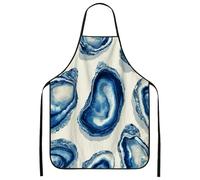 Grembiule da cucina con ostriche ad acquerello, grembiule da cucina costiera per barbecue, grigliate e amanti dei frutti di mare, Blu, 24x31 Inch