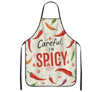 Grembiule da cucina con peperoncini piccanti, per adulti, divertente, per barbecue, giardinaggio, chef, lavoro, Rosso, 24x31 Inch