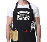 Grembiule da cucina con scritta "My Favorite People Call Me Daddy", grembiule da barbecue con tasche, regalo per la festa del papà, grembiule da cucina, grembiule regolabile con tasche, grembiule da