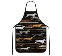 Grembiule da cucina con stampa di cani, motivo cani neri che corrono, elegante design moderno, lavabile per grigliare B, nero, 24x31 Inch