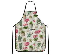 Grembiule da cucina con stampa floreale vintage botanica, grembiule lavabile per la cura delle piante primaverili per cucinare barbecue giardinaggio, Verde, 24x31 Inch