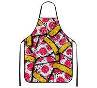 Grembiule da cucina con stampa pizza, colorato e divertente, per barbecue, grigliate, riunioni estive, chef per adulti, Pesca, 24x31 Inch