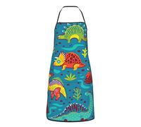 Grembiule da Cucina Cute Cartoon Dinosaurs Funny Blue Cuoco Grembiule Divertente Multiuso Grembiuli con Tasche, per Mense, Ristorante, Lavoro