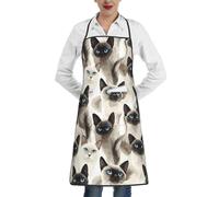 Grembiule Da Cucina Cute Siamese Cats Impermeabile Grembiule Uomo Divertenti Cuoco Grembiuli Per Caffè Giardinaggio Bbq 52X72Cm