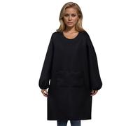 Grembiule da cucina da donna con maniche lunghe grandi tasche traspirante grembiule protettivo per cucinare cottura pulizia lavoro chef usura, 01#_nero, Taglia unica