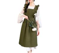 Grembiule da Cucina da Donna, Grembiule Vintage Regolabile, Incrociato sul Retro con Tasche per Cucinare, Cuocere al Forno, Dipingere,One Size,Green