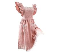 Grembiule da cucina da donna, stile vintage, con tasche, in cotone, con tasche, per cucinare, pulire, lavorare, dipingere, casa, cucina, ristorante, rosa, Refer to description