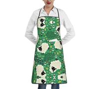 Grembiule da cucina da uomo e da donna, con stampa di pecore in stile cartone animato, grembiule da cucina per saloni di giardinaggio, barbecue