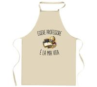 Grembiule da Cucina Divertente con Scritta Essere Professore È La Mia Vita | Grembiule in Cotone 90 × 60 cm, Collo Regolabile | Cucina Pasticceria Barbecue | Regalo per Lui e per Lei, Festa del Papà