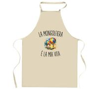 Grembiule da Cucina Divertente con Scritta La Mongolfiera È La Mia Vita | Grembiule in Cotone 90 × 60 cm, Collo Regolabile | Cucina Pasticceria Barbecue | Regalo per Lui e per Lei, Festa del Papà