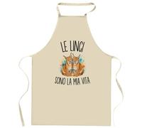 Grembiule da Cucina Divertente con Scritta Le Linci Sono La Mia Vita | Grembiule in Cotone 90 × 60 cm, Collo Regolabile | Cucina Pasticceria Barbecue | Regalo per Lui e per Lei, Festa del Papà