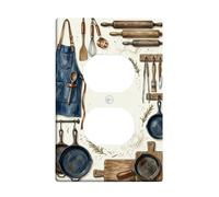 Grembiule da cucina duplex con piastra da parete, mattarello rustico, in plastica terrosa, dimensioni standard, doppia presa di corrente, per casa, soggiorno, camera da letto, bagno, decorazione