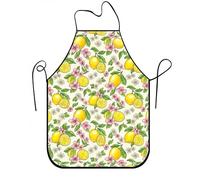 Grembiule da cucina floreale con limone, stile vintage, per barbecue, giardinaggio, primavera, estate, lavoro per adulti