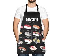 Grembiule da cucina giapponese con sushi nigiri sushi pinny asiatico amante della cucina giapponese regalo per lei lui, NIGIRI SUSHI, 73*68cm