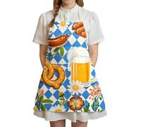 Grembiule da cucina, grembiule da cucina a tema Oktoberfest, tessuto a scacchi traspirante antimacchia con laccio regolabile in vita per uso domestico, pittore, server, 75 x 65 cm, 03, Refer to