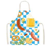 Grembiule da cucina, grembiule da cucina a tema Oktoberfest, tessuto a scacchi traspirante antimacchia con laccio regolabile in vita per uso domestico, pittore, server, 75 x 65 cm, 02, Refer to