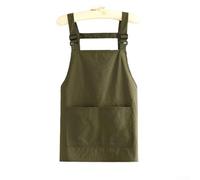 Grembiule da cucina idrorepellente con lacci regolabili per collo e vita, copertura completa, per chef e uso domestico, tasche spaziose per utensili e telefono (verde corto)