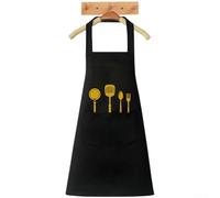 Grembiule da cucina impermeabile in PVC con salviette integrate in pile corallo, tracolla regolabile, doppie tasche, per cucinare, cuocere e preparare cibi (A)