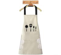 Grembiule da cucina impermeabile in PVC con salviette integrate in pile corallo, tracolla regolabile, doppie tasche, per cucinare, cuocere al forno e preparare cibi (H)