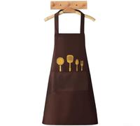 Grembiule da cucina impermeabile in PVC con salviette integrate in pile corallo, tracolla regolabile, doppie tasche, per cucinare, cuocere al forno e preparare cibi (C)